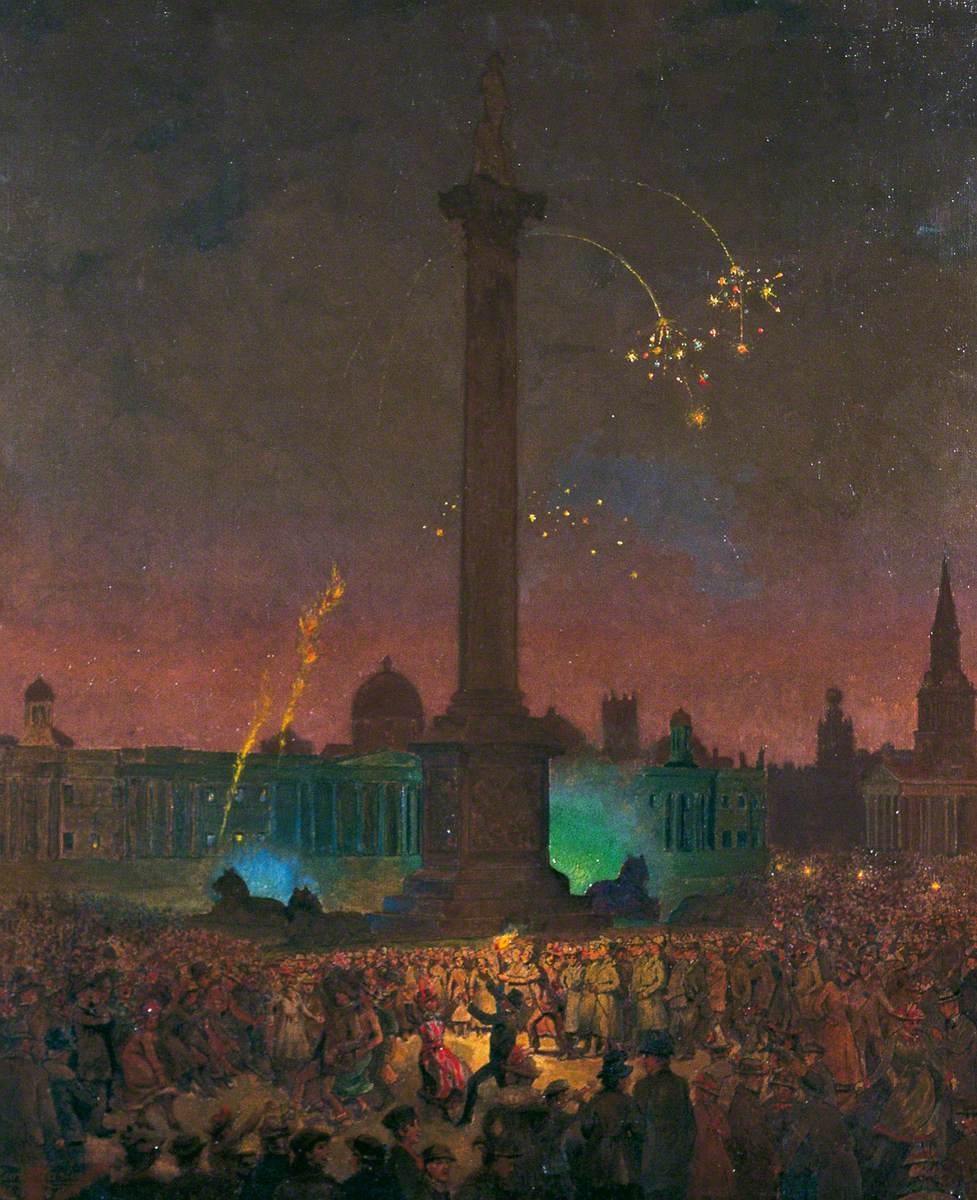 Carline, George F., 1855-1920; Armistice Night, Trafalgar Square